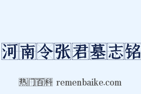 河南令张君墓志铭是什么意思的图片